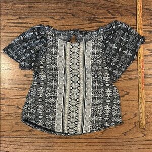 Floral Black and White Women's Top by Lucky Brand